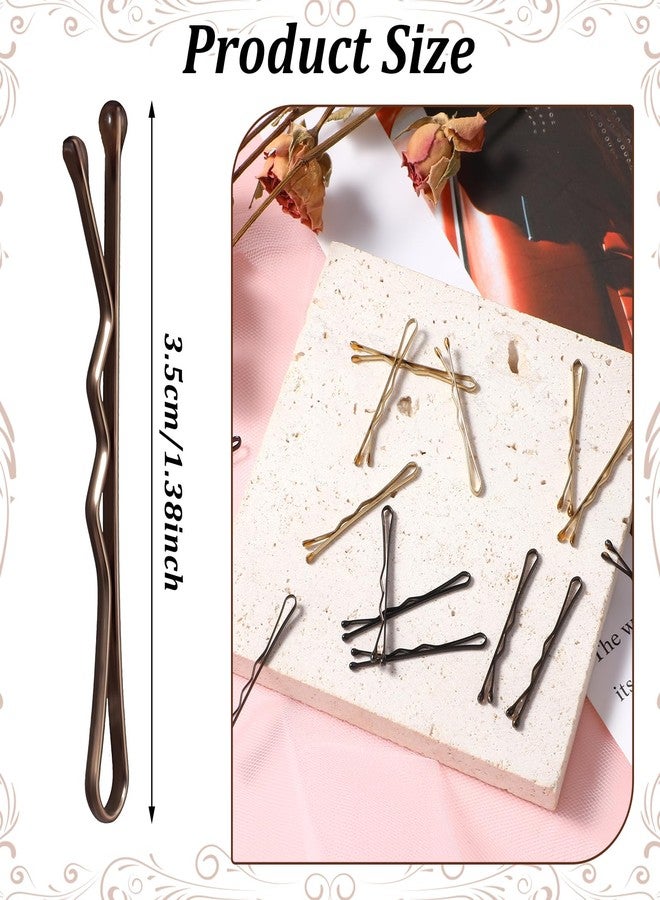 AOZUO 150 Pcs Bobby Pins Set,1.37 Inch Brown Blonde Black Small Bobby Pins Gold Mini Hair Pins Wavy Metal Hair Clip Hairpins for Women Gilr Kids Buns Long Straight Curly Hair All Hair Types (3.5cm) - Image 4